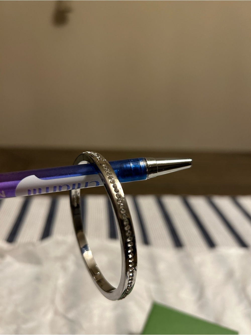 Kate Spade New York Silver Crystal-Accent Bangle Bracelet - Silver - Picture 3 of 5